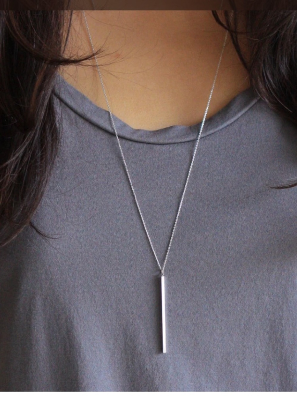 Sterling Silver Bar Pendant Necklace